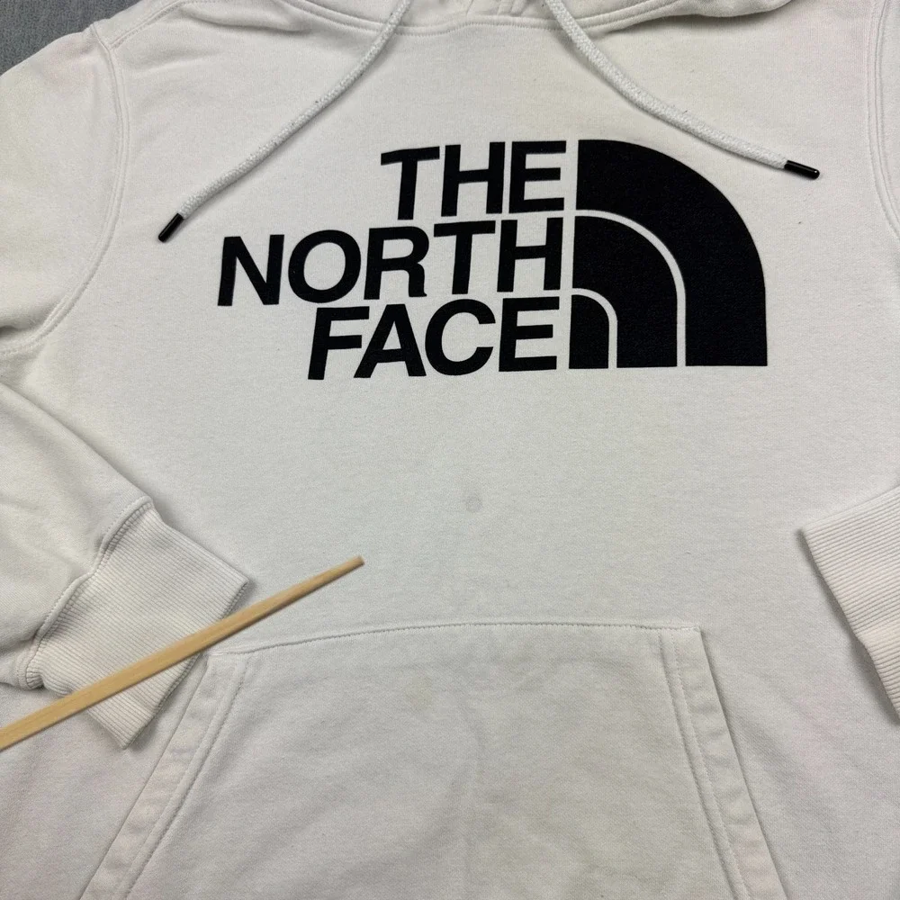 The North Face Sweater Mens Small White Half Dome Pullover Hoodie Graphic Logo‎